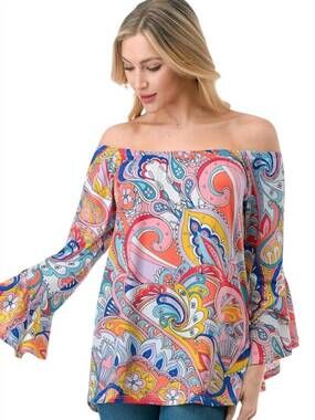 NEW VAVA julia off shoulder top in summer paisley